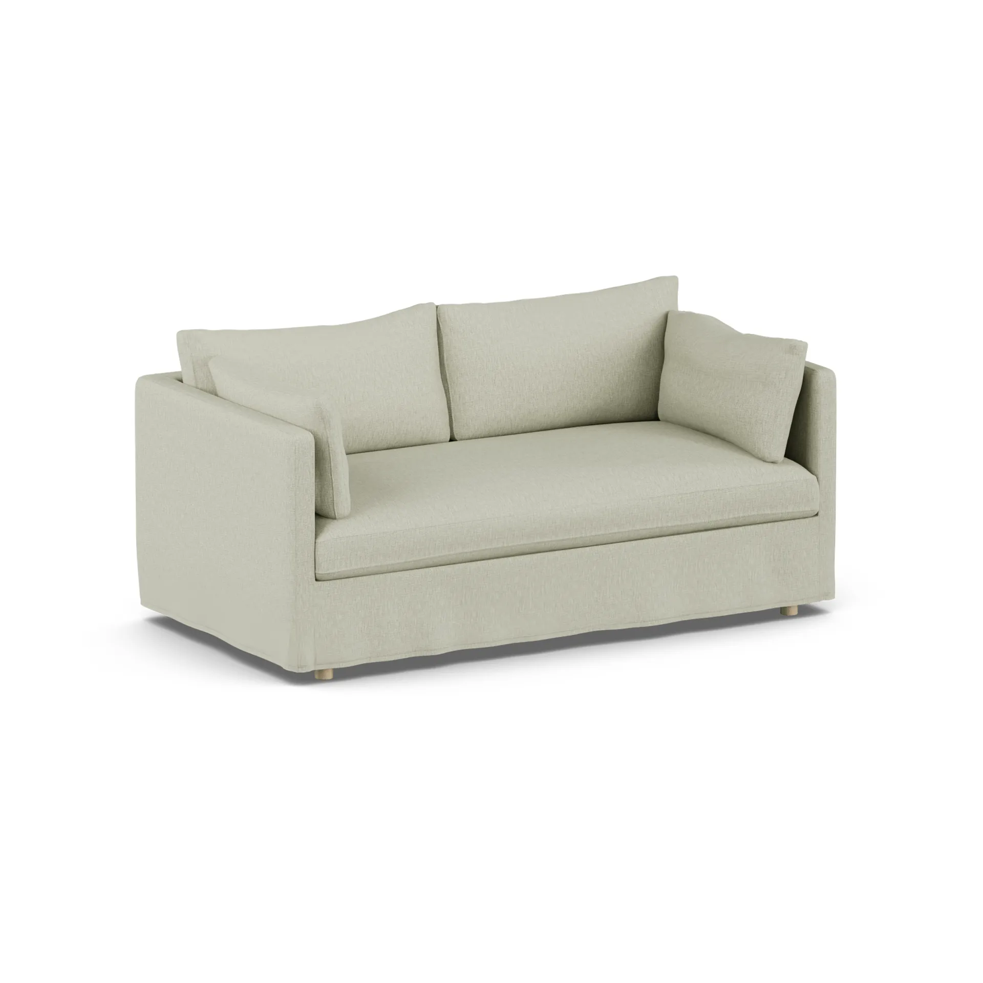 Linnevik divano, Luiza Beige 3981-rovere oliato bianco, 2 sedute, con gonna 1898