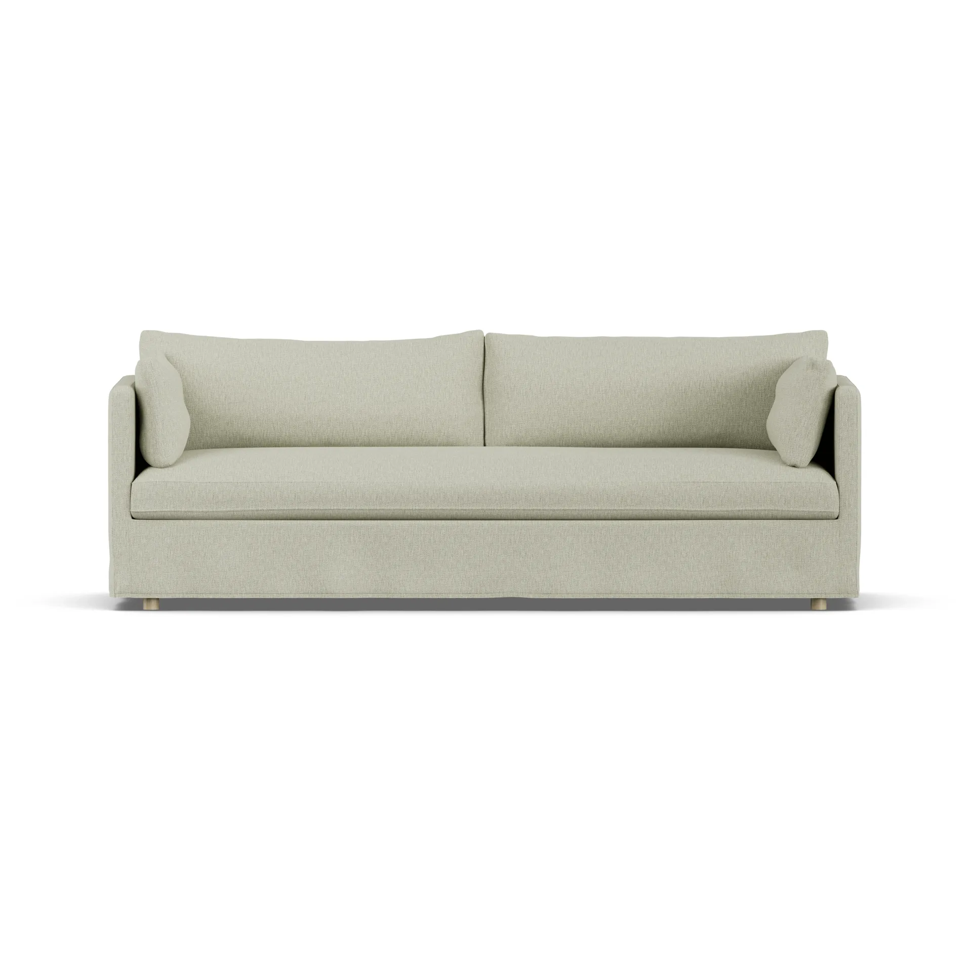 Linnevik divano, Luiza beige 3981-rovere oliato bianco, 4 sedute, con gonna 1898