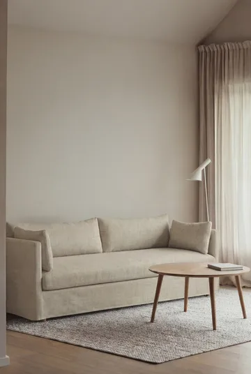 Linnevik divano - Luiza beige 3981-rovere oliato bianco, 4 sedute, con gonna - 1898