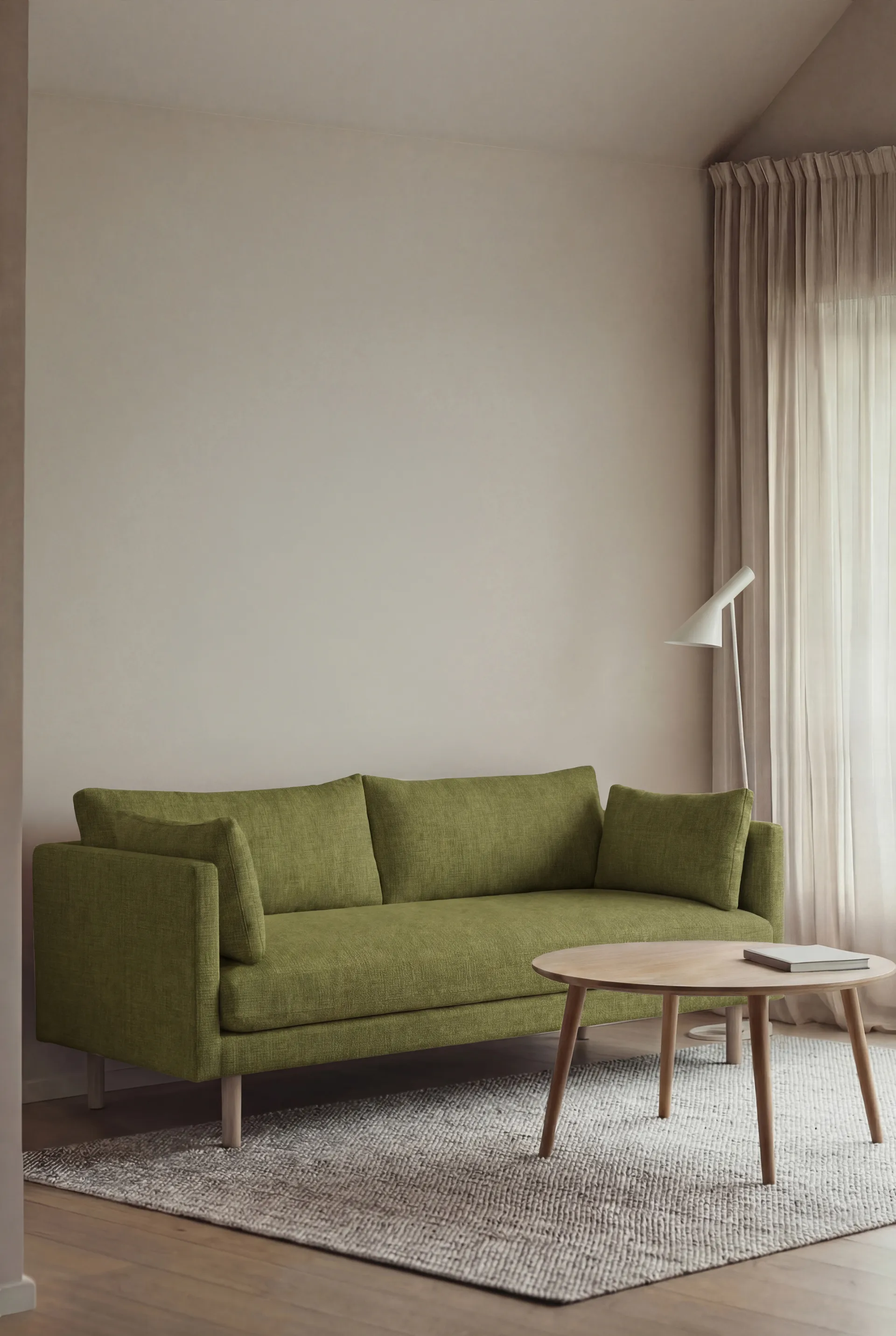 Linnevik divano, Luiza Green 3975-rovere oliato bianco, 2 sedute, senza gonna 1898