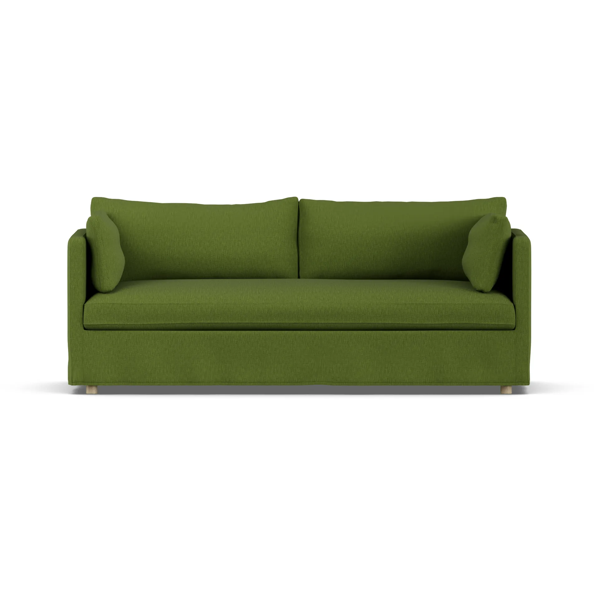 Linnevik divano, Luiza green 3975-rovere oliato bianco, 3 sedute, con gonna 1898