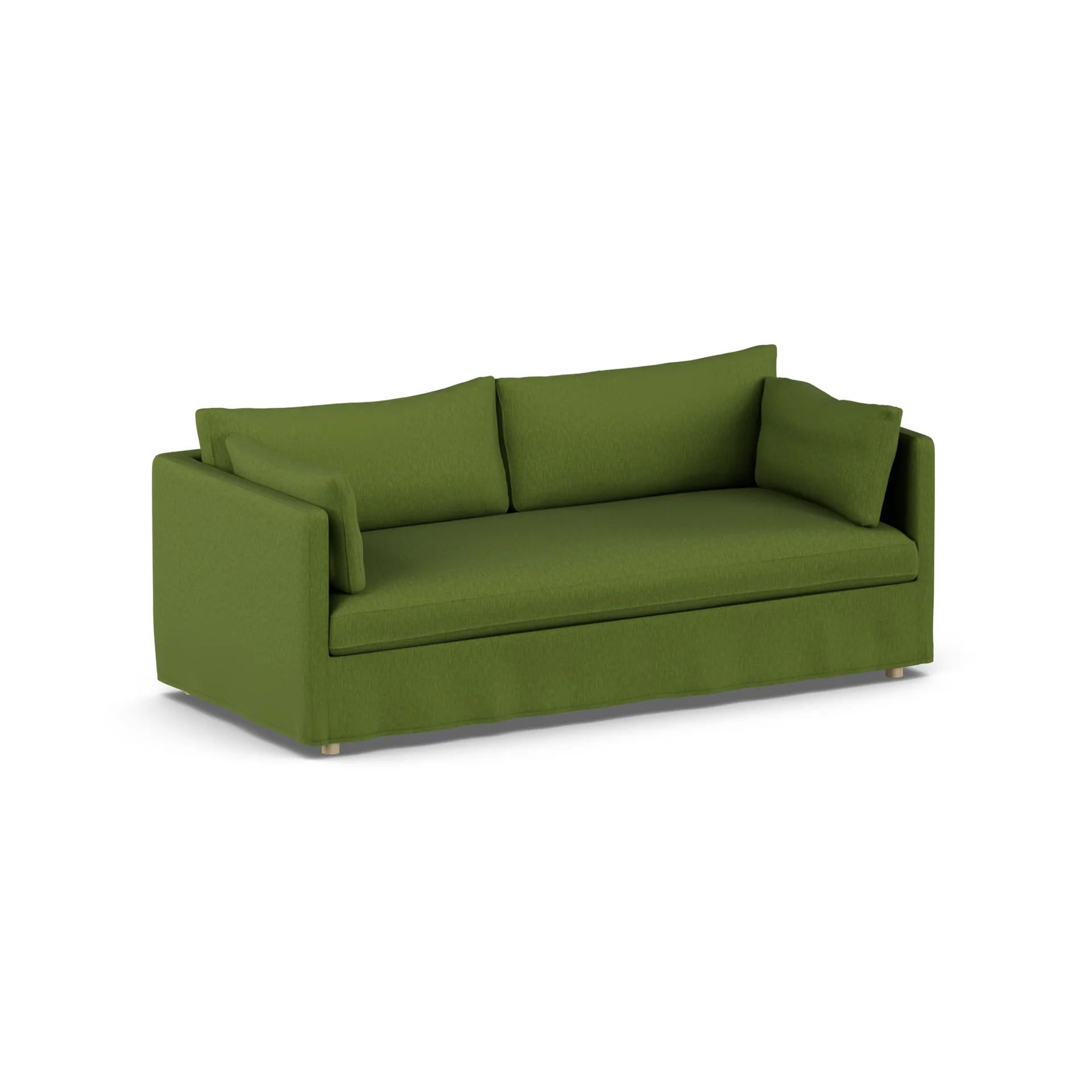 Linnevik divano, Luiza green 3975-rovere oliato bianco, 3 sedute, con gonna 1898
