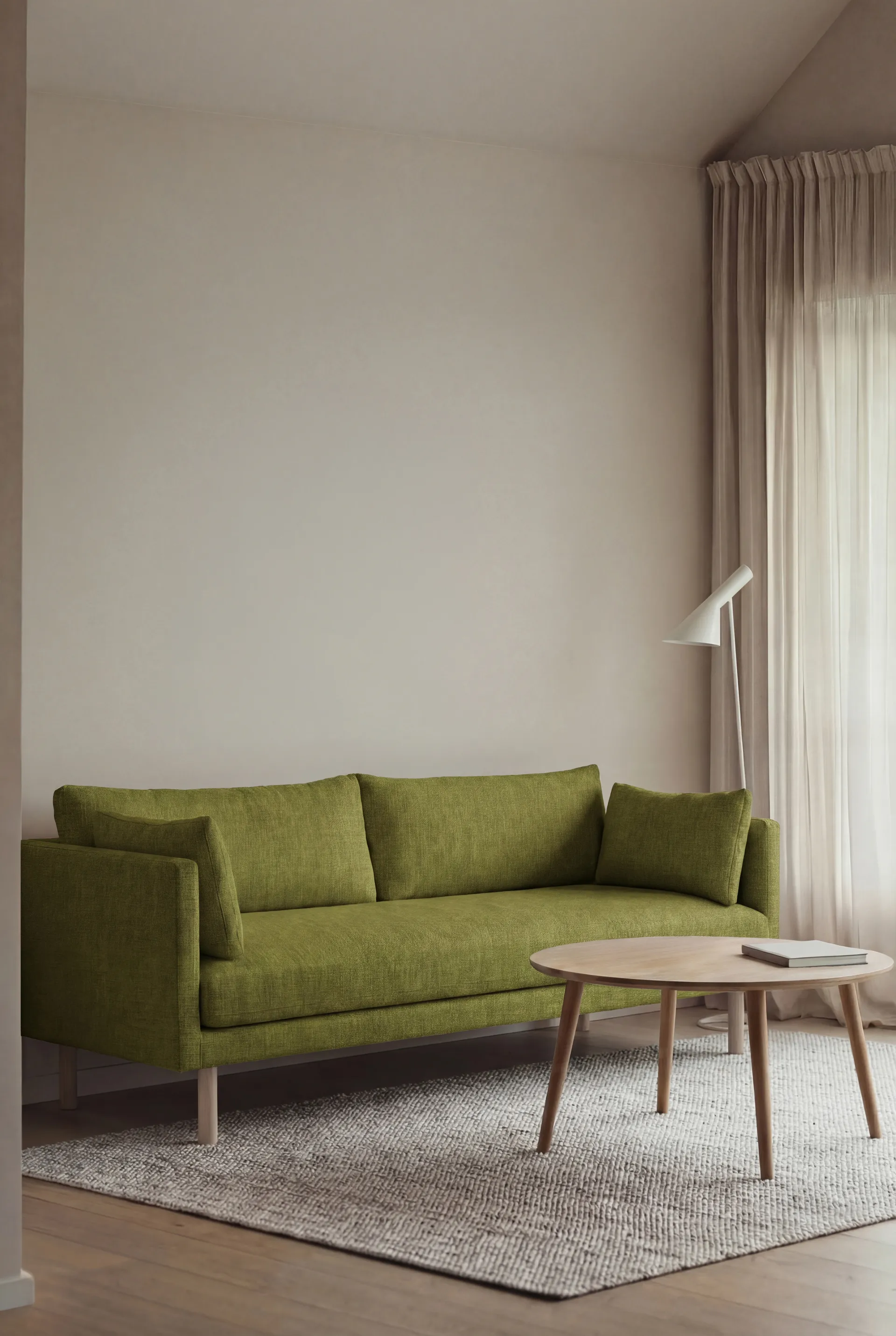 Linnevik divano, Luiza Green 3975-rovere oliato bianco, 3 sedute, senza gonna 1898