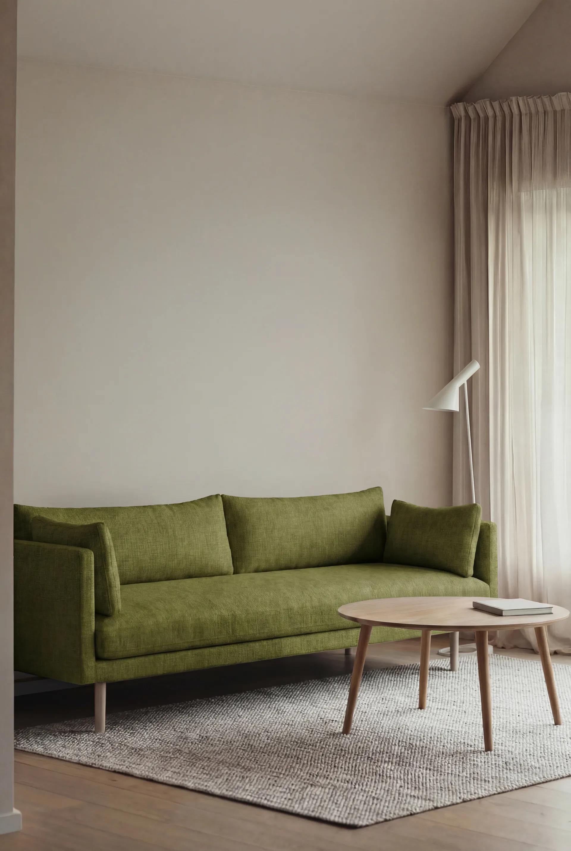Linnevik divano, Luiza Green 3975-rovere oliato bianco, 4 sedute, senza gonna 1898