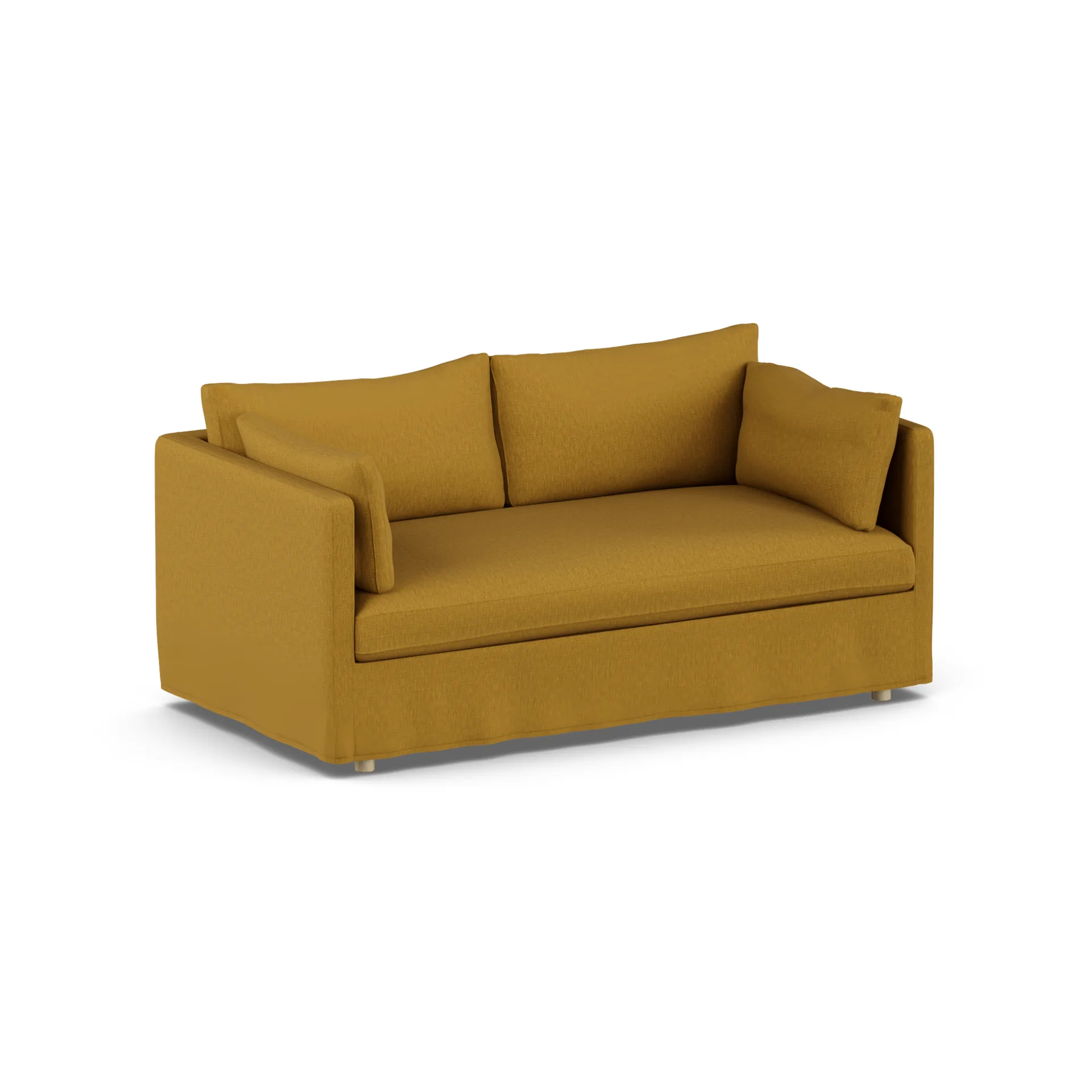 Linnevik divano, Luiza Mustard 3972-rovere oliato bianco, 2 sedute, con gonna 1898