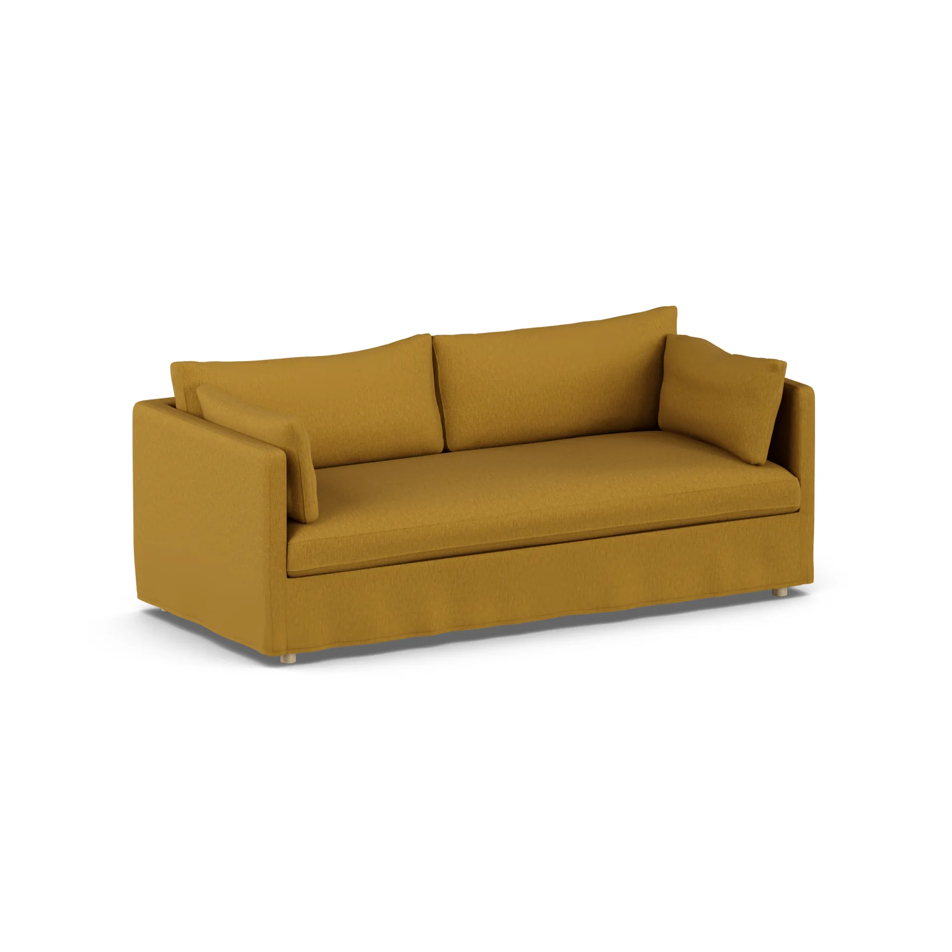 Linnevik divano, Luiza Mustard 3972-rovere oliato bianco, 3 sedute, con gonna 1898