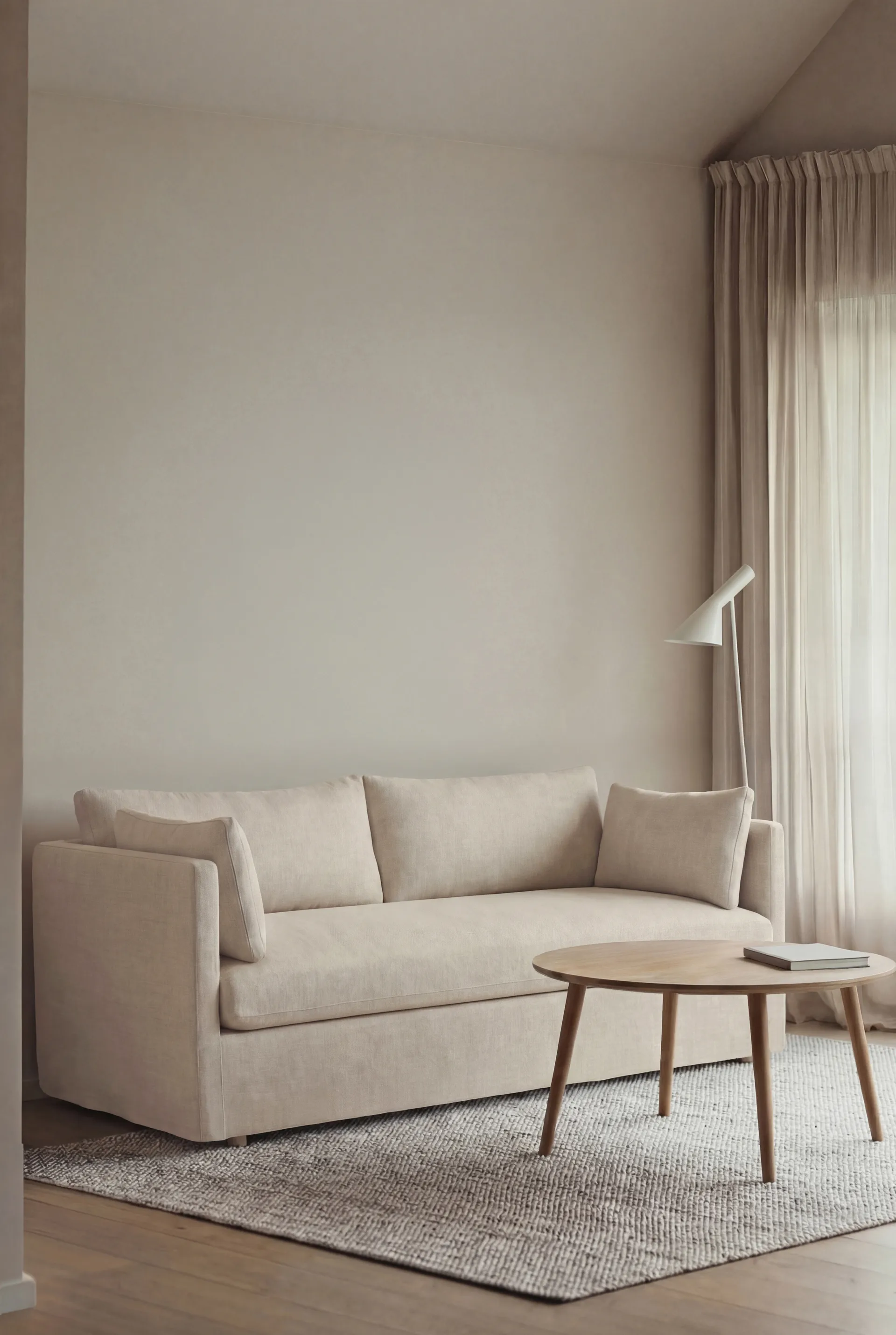 Linnevik divano, Same Beige 6670-rovere oliato bianco, 2 sedute, con gonna 1898