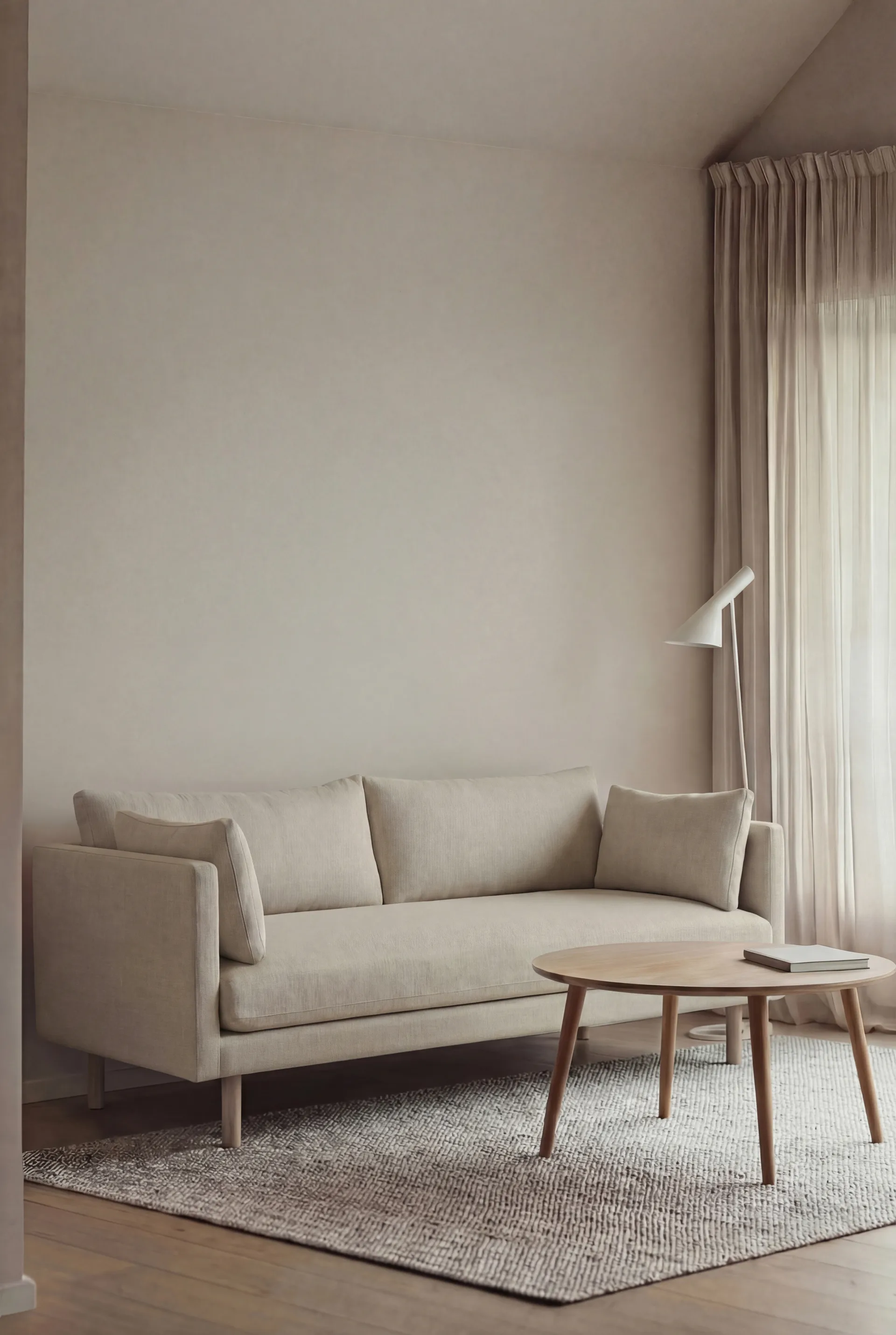 Linnevik divano, Same Beige 6670-rovere oliato bianco, 2 sedute, senza gonna 1898
