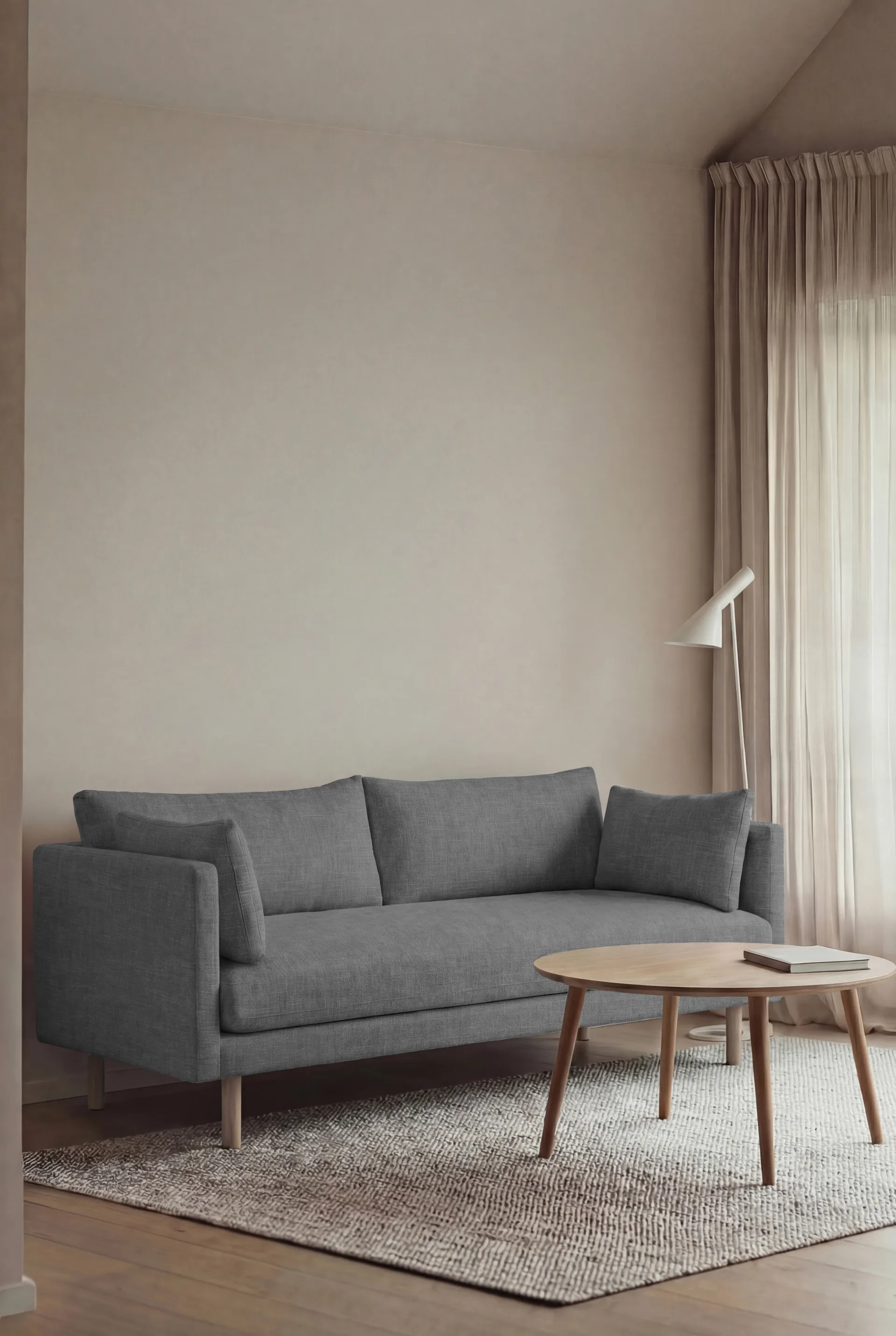 Linnevik divano, Same Blue 6678-rovere oliato bianco, 2 sedute, senza gonna 1898