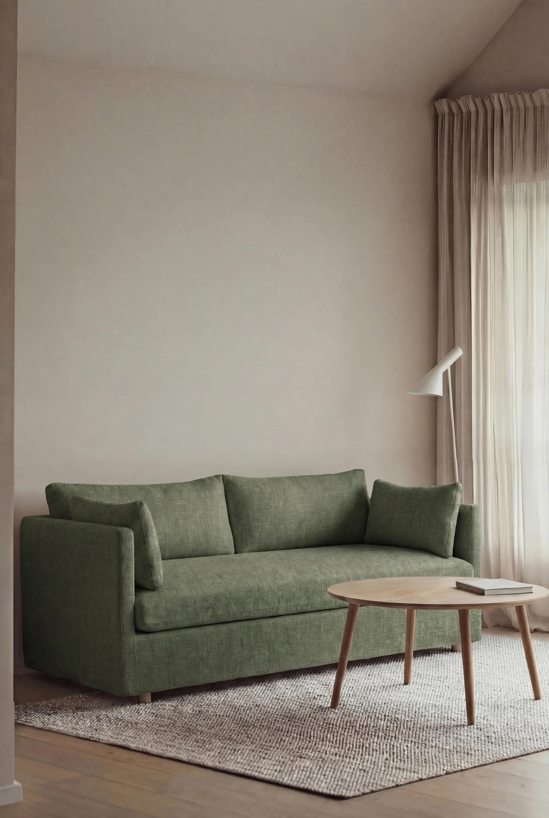 Linnevik divano, Same Forest 6677-rovere oliato bianco, 2 sedute, con gonna 1898