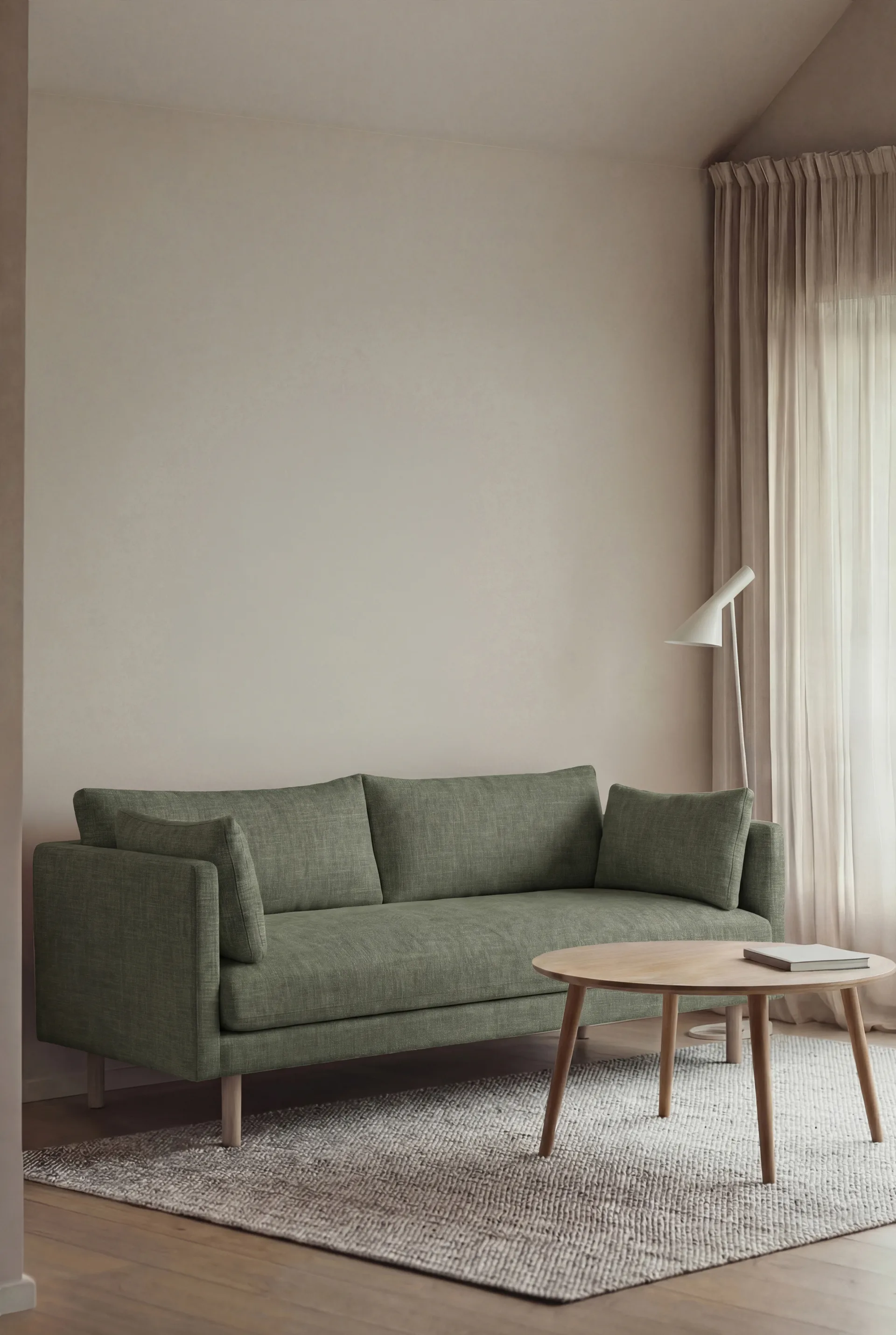 Linnevik divano, Same Forest 6677-rovere oliato bianco, 2 sedute, senza gonna 1898