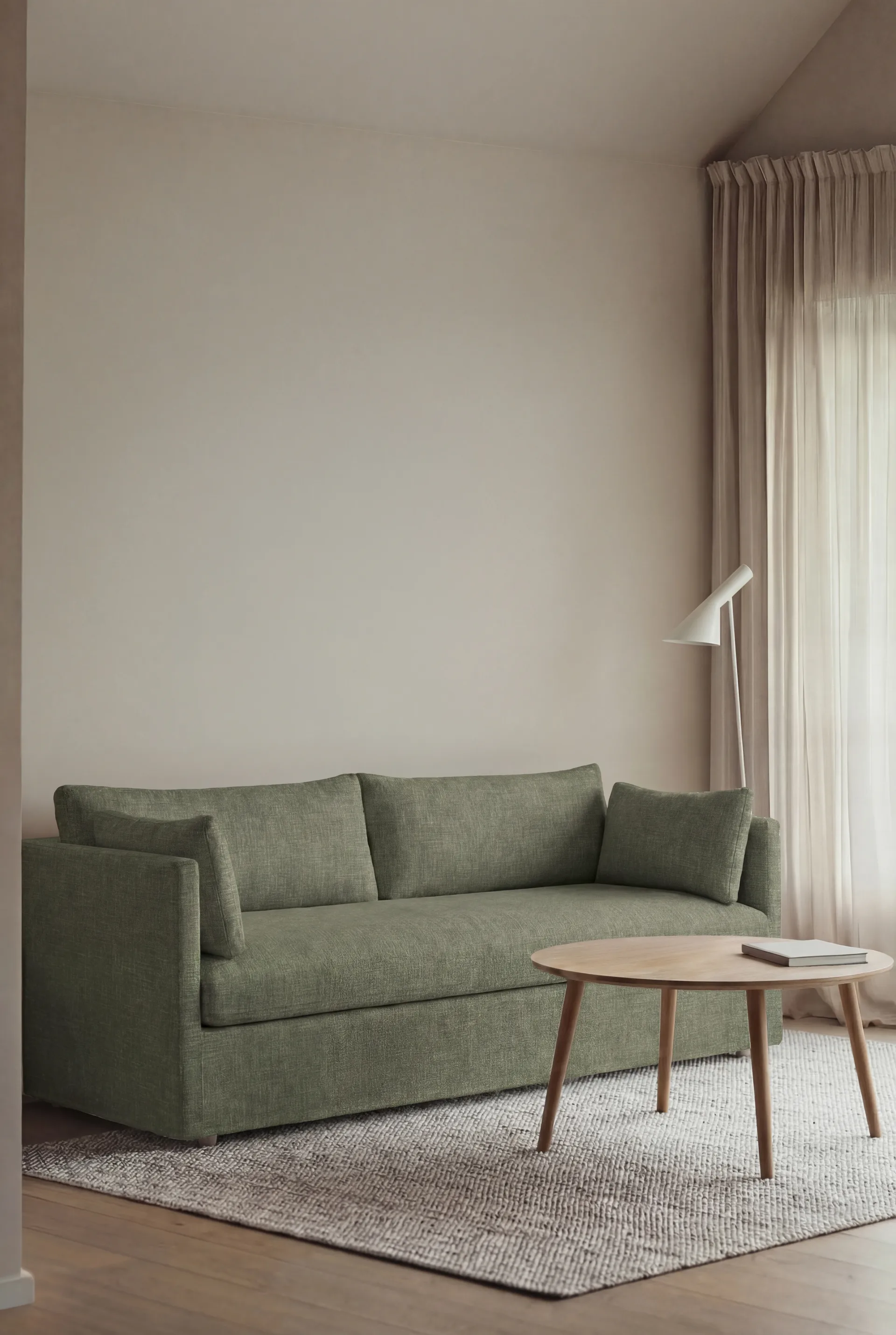 Linnevik divano, Same Forest 6677-rovere oliato bianco, 3 sedute, con gonna 1898