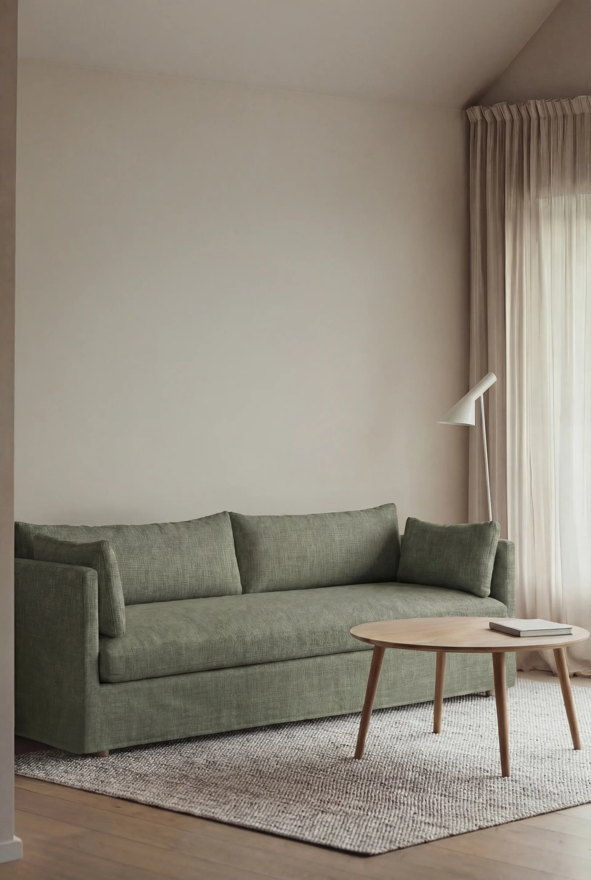Linnevik divano, Same Forest 6677-rovere oliato bianco, 4 sedute, con gonna 1898