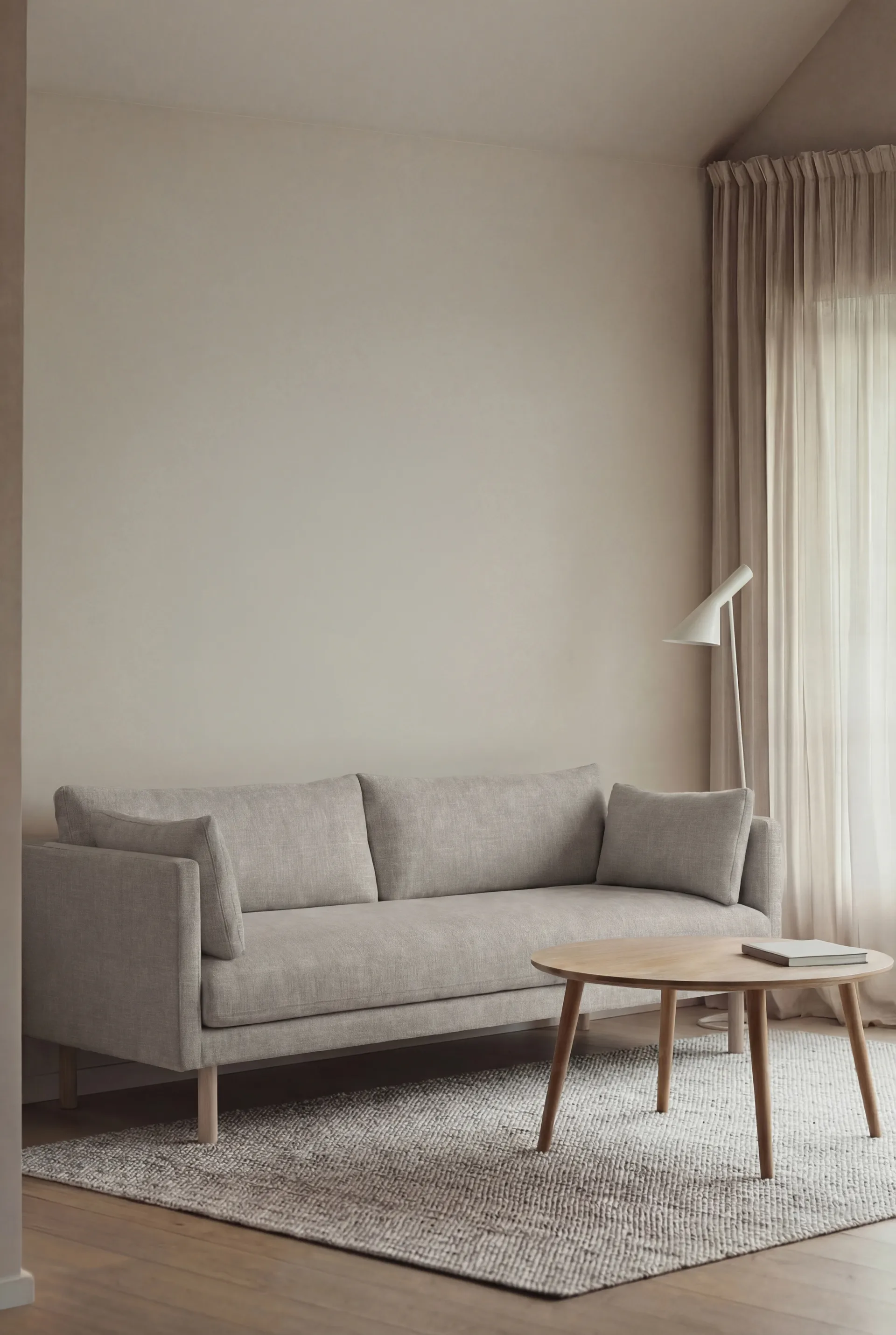 Linnevik divano, Same Grey 6673-rovere oliato bianco, 3 sedute, senza gonna 1898