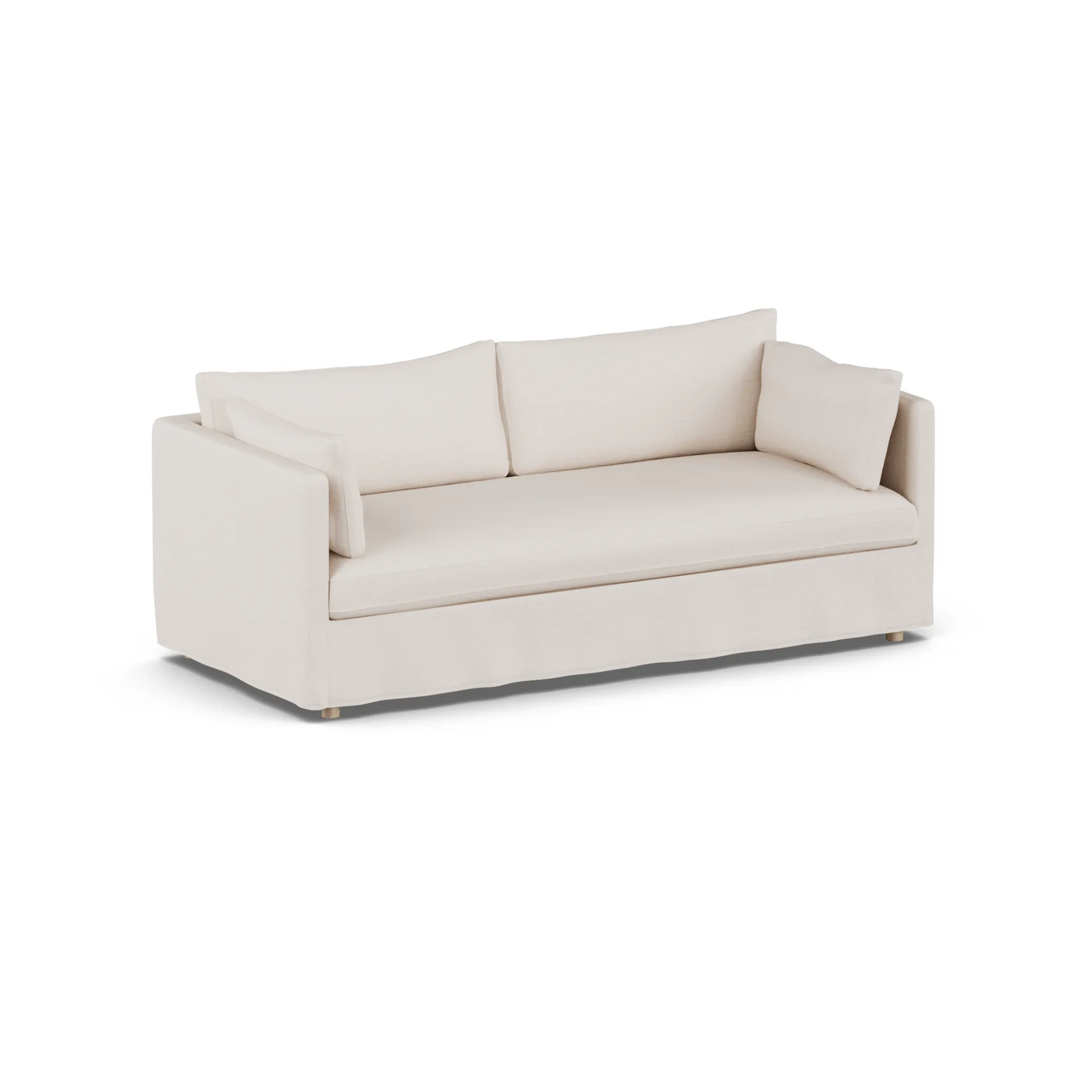 Linnevik divano, Same Off White 6671-rovere oliato bianco, 3 sedute, con gonna 1898