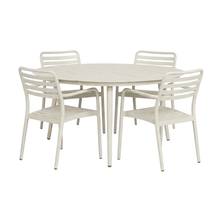 Marsala tavolo Ø140 cm + Messina poltroncina 4 pz, Off white - 1898