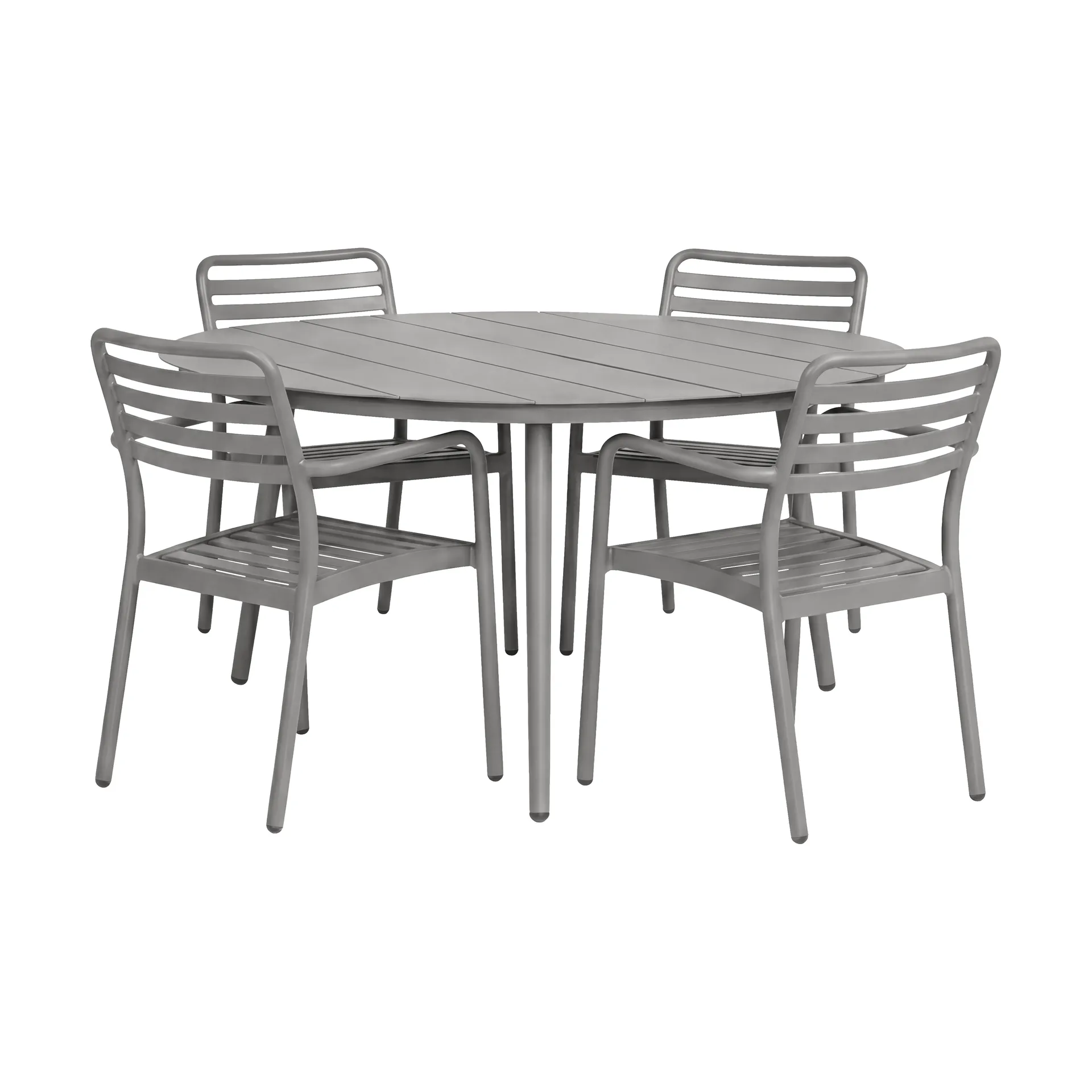 Marsala tavolo da pranzo Ø140 cm + Messina sedia con braccioli 4 pz, Taupe,  1898