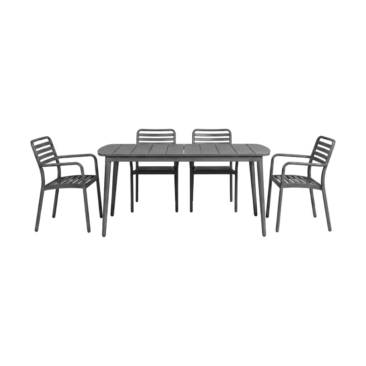 Marsala tavolo da pranzo 152x90 cm + Messina sedia con braccioli 4 pz, Anthracite - 1898