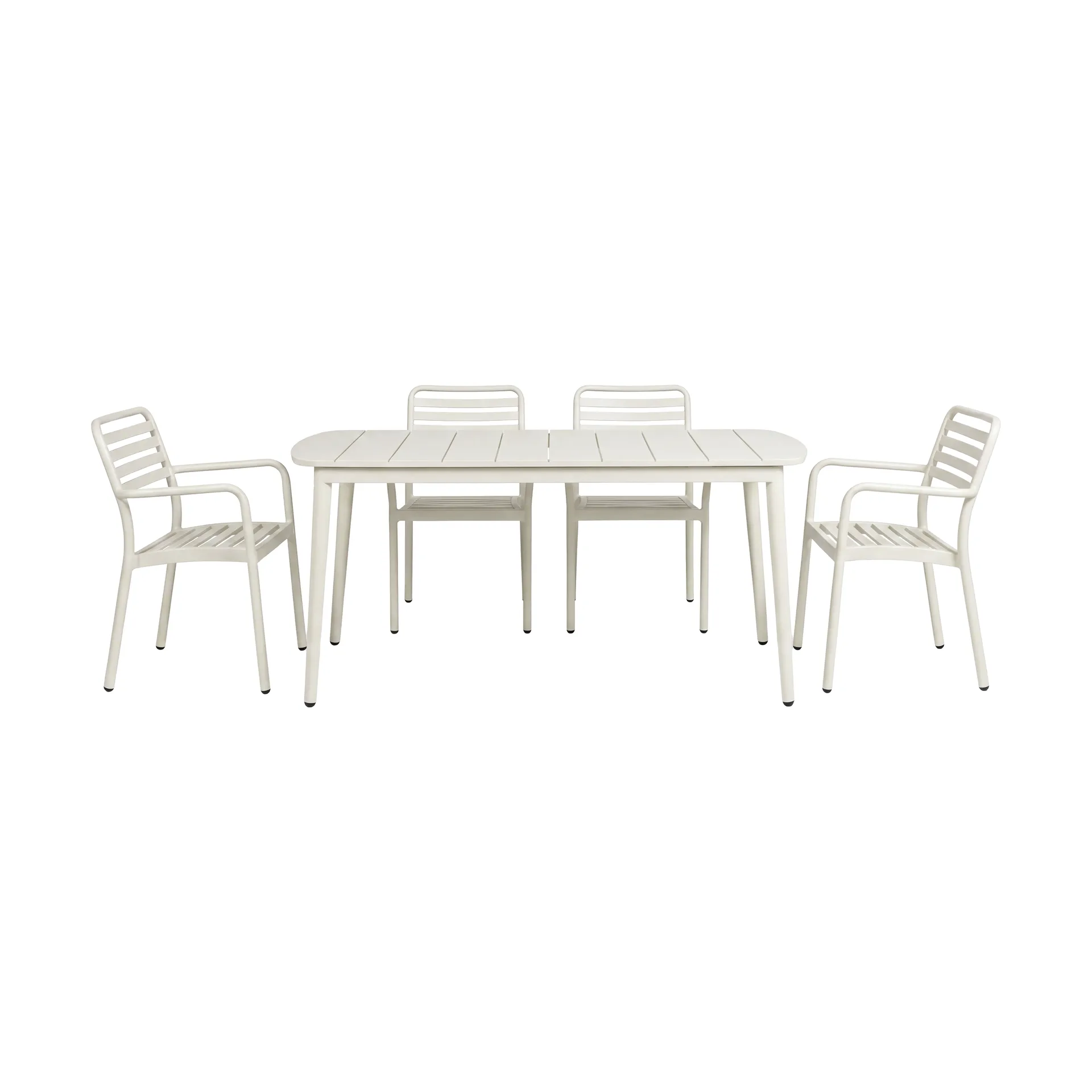 Marsala tavolo da pranzo 152x90 cm + Messina sedia con braccioli 4 pz, Off white,  1898