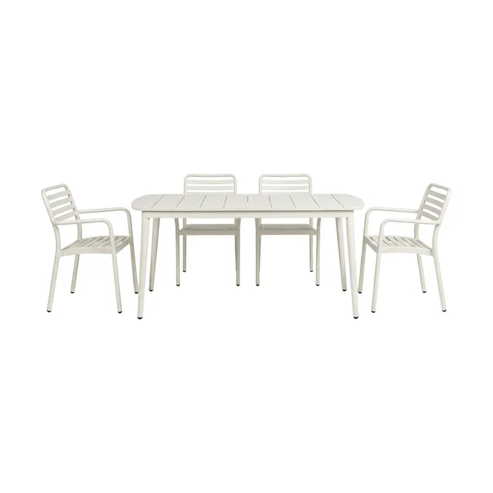 Marsala tavolo da pranzo 152x90 cm + Messina sedia con braccioli 4 pz, Off white - 1898