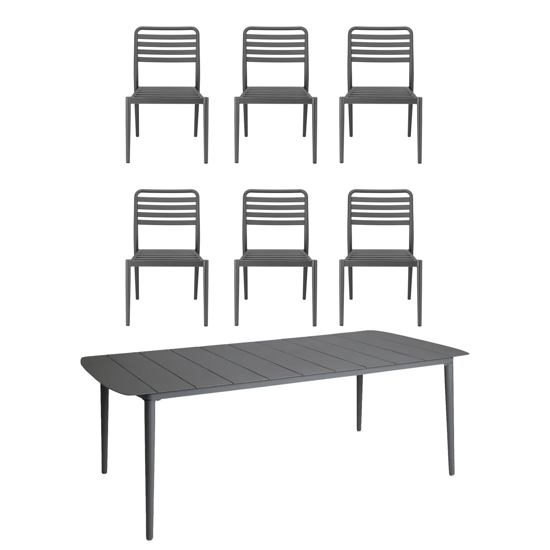 Marsala tavolo da pranzo 208x100 cm + Messina sedia 6 pz, Anthracite,  1898