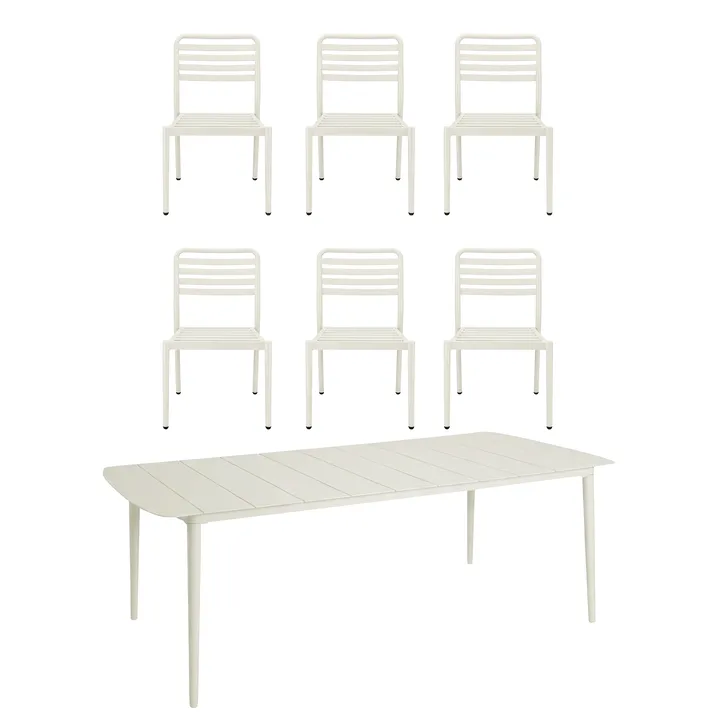 Marsala tavolo da pranzo 208x100 cm + Messina sedia 6 pz, Off white - 1898