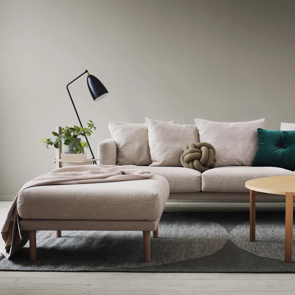 Poggiapiedi Sjövik, Tessuto Bern 0345, gambe in rovere oliato bianco 1898