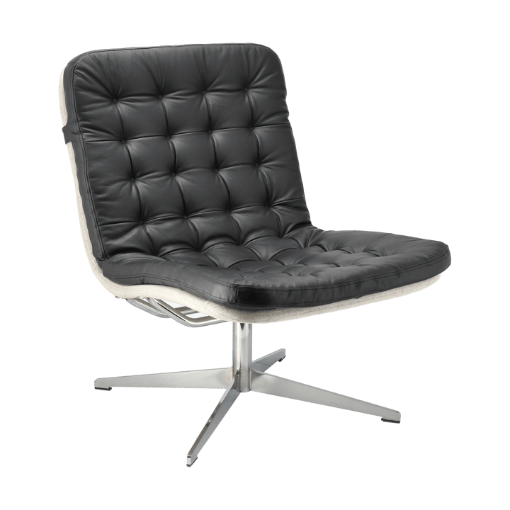 Poltrona Loholm con funzione girevole - Bern 0341-pelle nera-rovere laccato bianco - 1898