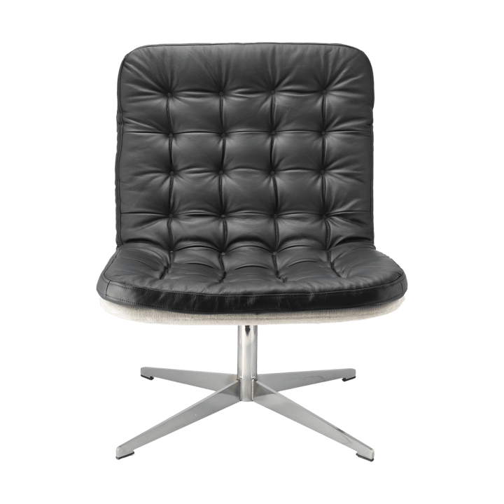 Poltrona Loholm con funzione girevole, Bern 0341-pelle nera-rovere laccato bianco 1898