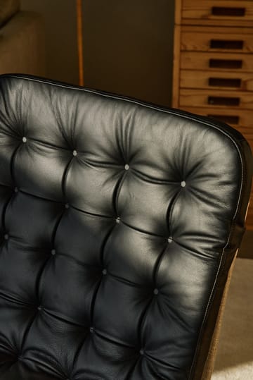 Poltrona Loholm con funzione girevole - Bern 0341-pelle nera-rovere laccato bianco - 1898