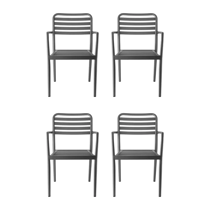Sedia con braccioli Messina, Anthracite, set da 4 - 1898