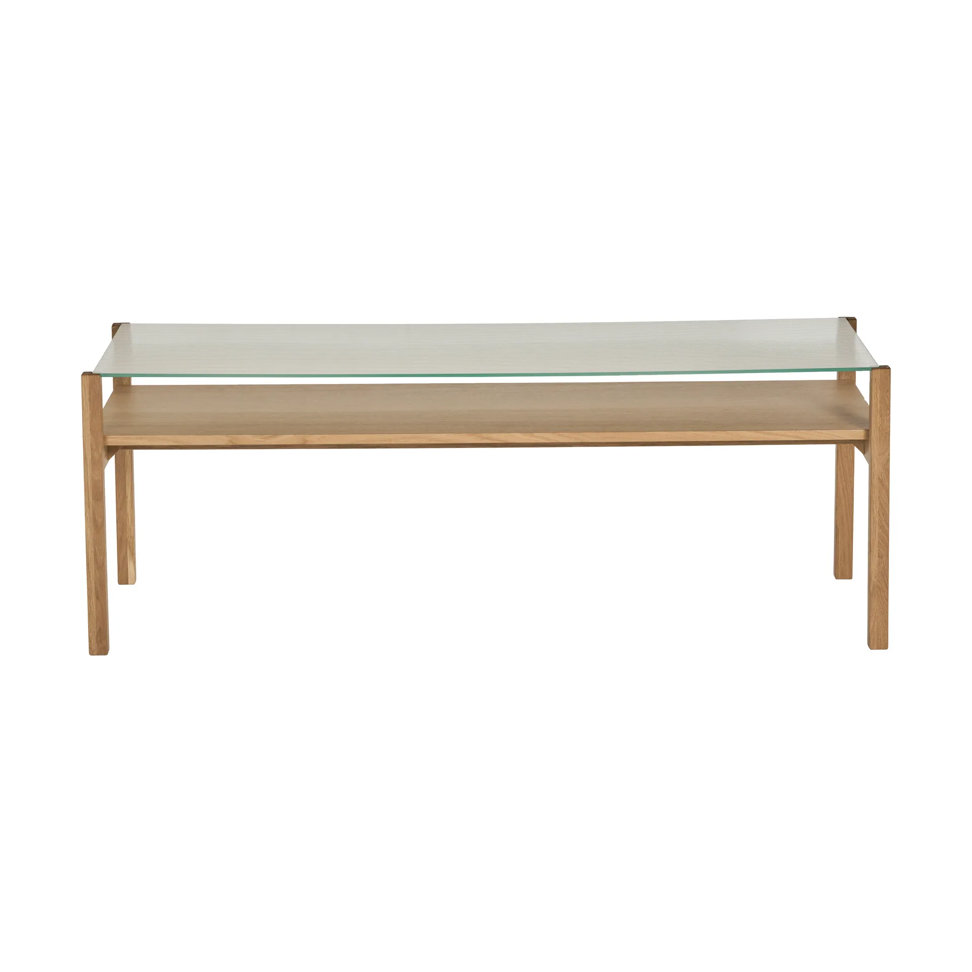 Tavolino Lid, Rovere pigmentato bianco-vetro, 125x50 cm 1898
