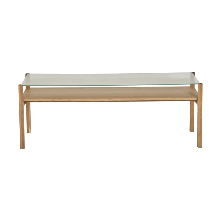 Tavolino Lid - Rovere pigmentato bianco-vetro, 125x50 cm - 1898