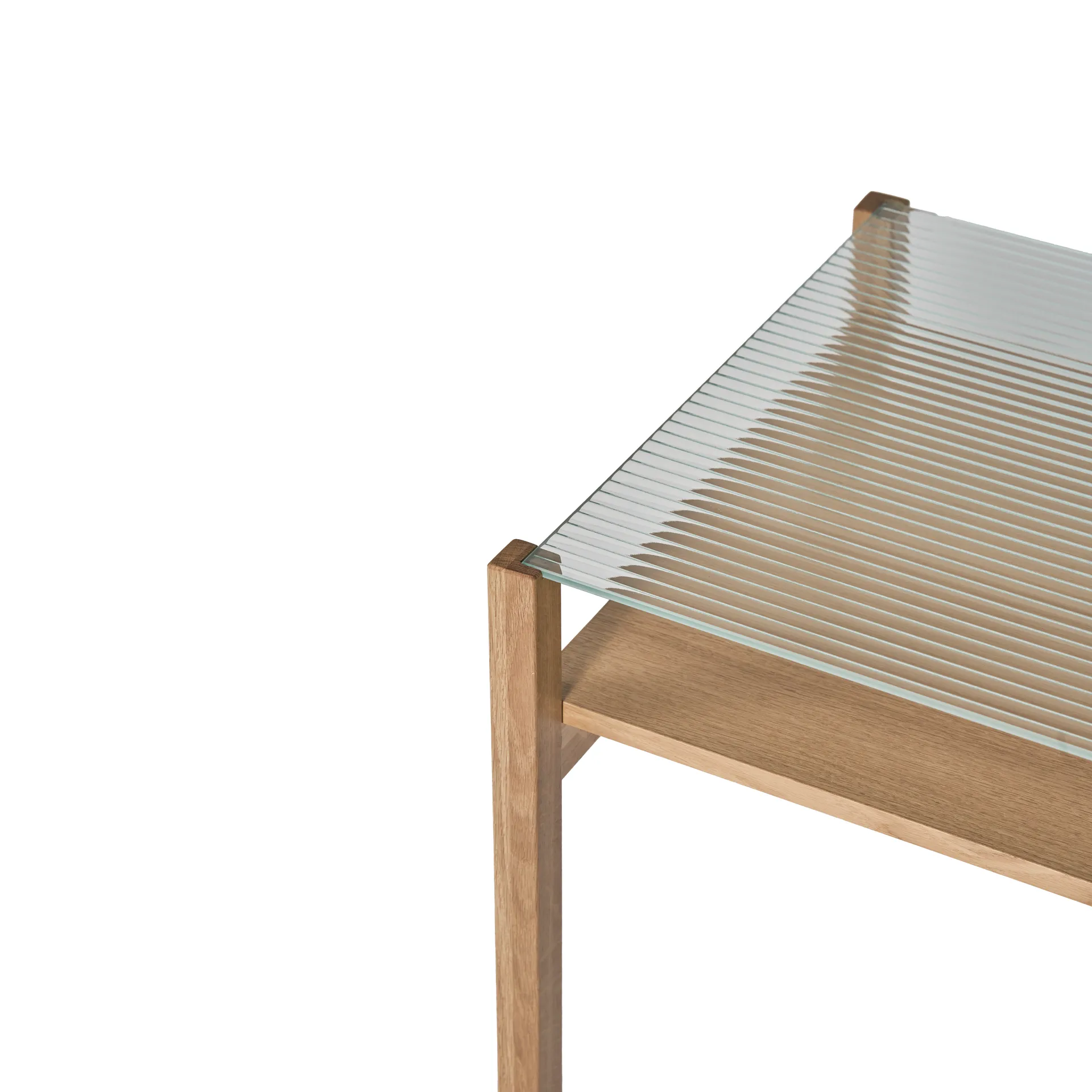Tavolino Lid, Rovere pigmentato bianco-vetro, 125x50 cm 1898