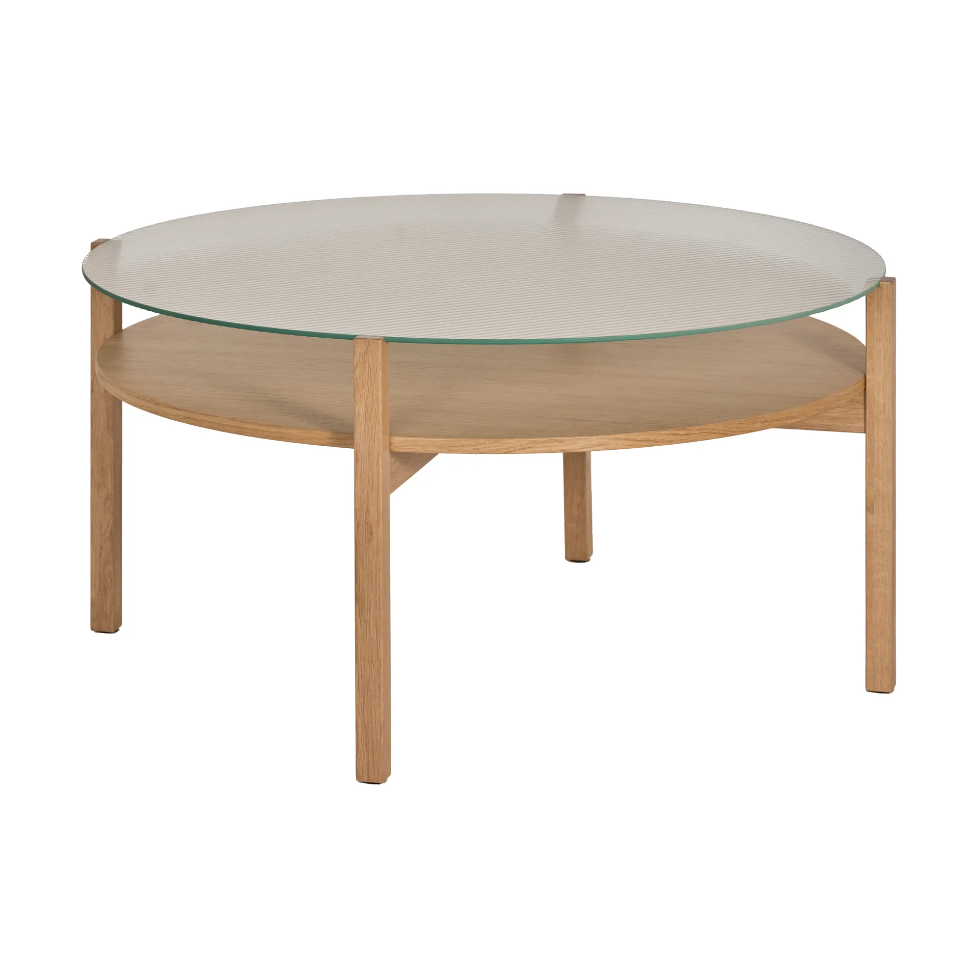 Tavolino Lid, Rovere pigmentato bianco-vetro, Ø90 cm 1898