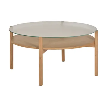 Tavolino Lid - Rovere pigmentato bianco-vetro, Ø90 cm - 1898