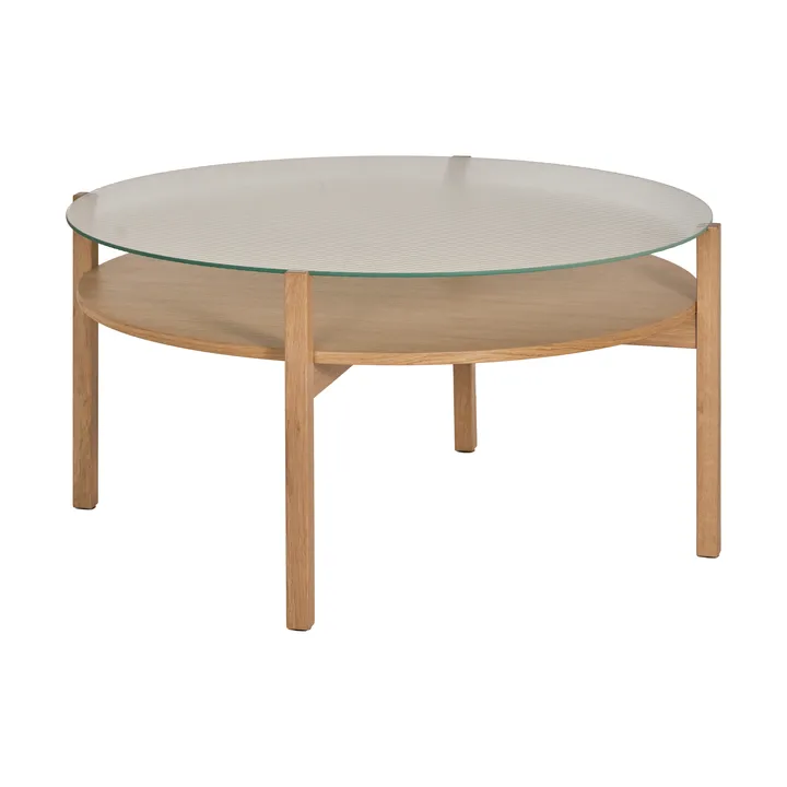 Tavolino Lid - Rovere pigmentato bianco-vetro, Ø90 cm - 1898