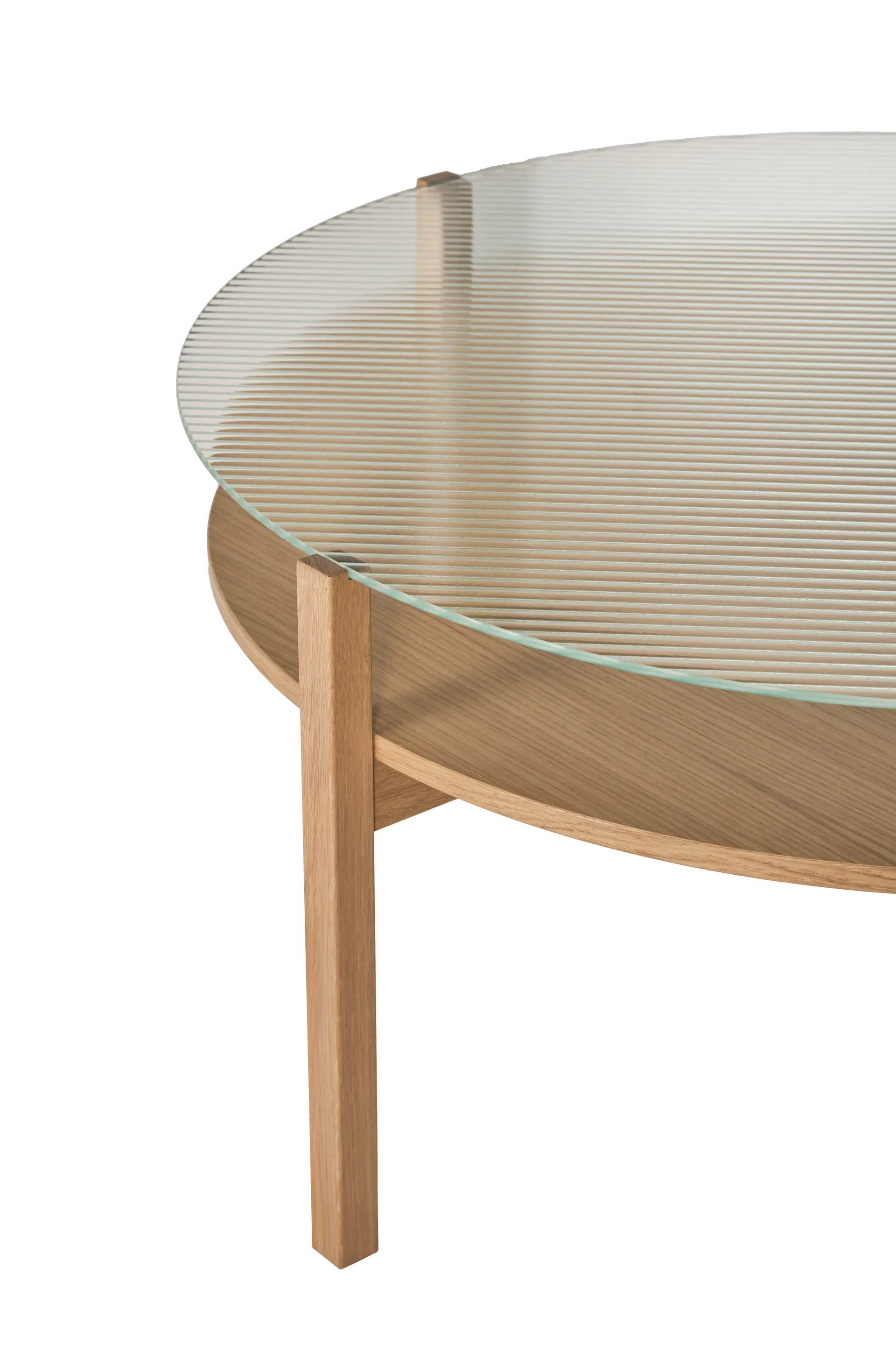 Tavolino Lid, Rovere pigmentato bianco-vetro, Ø90 cm 1898