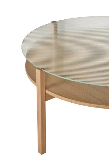 Tavolino Lid - Rovere pigmentato bianco-vetro, Ø90 cm - 1898