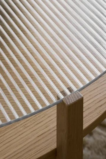 Tavolino Lid - Rovere pigmentato bianco-vetro, Ø90 cm - 1898