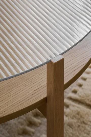 Tavolino Lid - Rovere pigmentato bianco-vetro, Ø90 cm - 1898