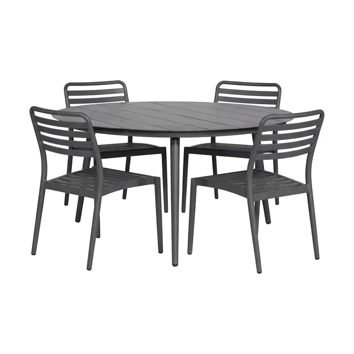 Tavolo da pranzo Marsala Ø140 cm + 4 sedie Messina, Anthracite - 1898