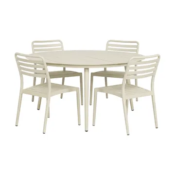Tavolo da pranzo Marsala Ø140 cm + 4 sedie Messina, Off white - 1898