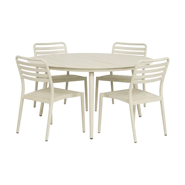 Tavolo da pranzo Marsala Ø140 cm + 4 sedie Messina, Off white - 1898