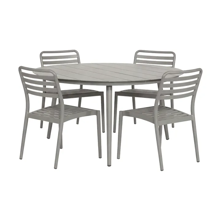 Tavolo da pranzo Marsala Ø140 cm + 4 sedie Messina, Taupe - 1898