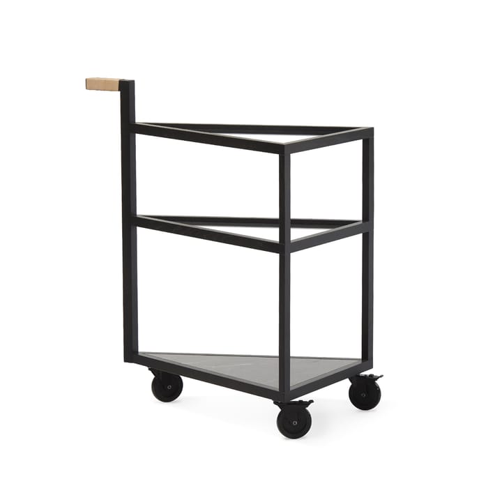 Carrello da servizio Move - rovere tinto nero, grande, marmo Marquina, vetro - A2