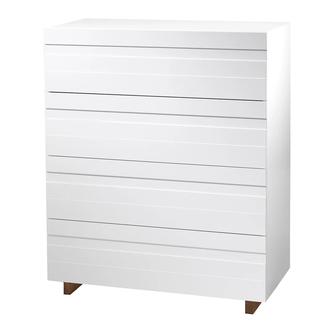 Cassettiera White, 4 cassetti, Gambe in rovere A2