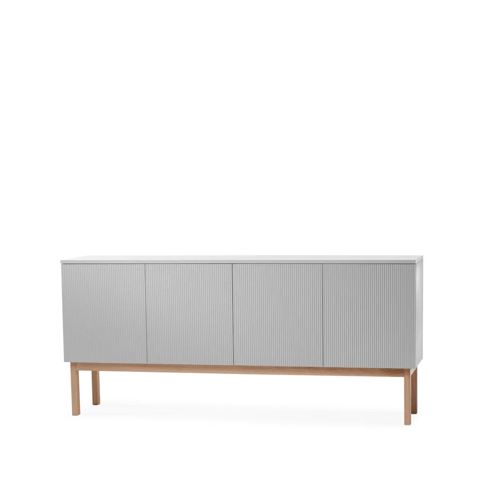 Credenza Beam, grigio chiaro, struttura in rovere oliato bianco A2