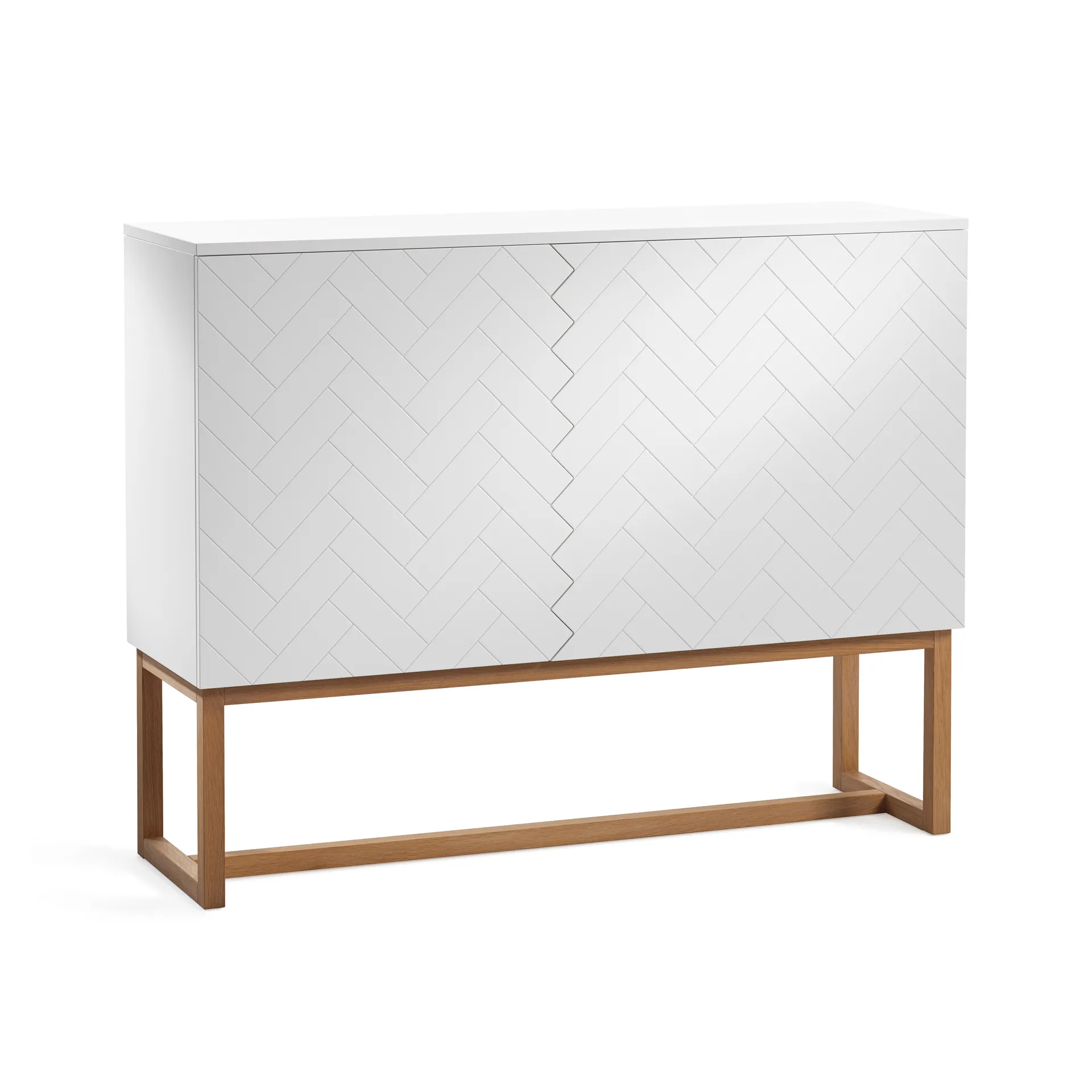 Credenza Story, bianco, gambe in rovere A2