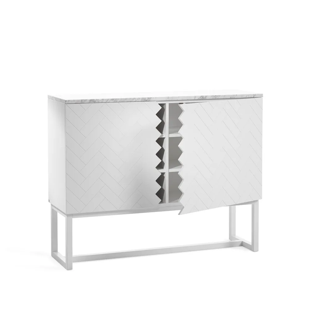 Credenza Story, bianco, ripiano bianco in marmo, struttura bianca A2